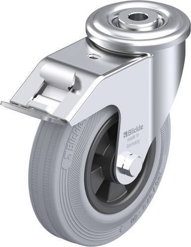 Blickle Lenkrolle LER-VPP 125R-FI-SG mit Feststeller, Rad-Durchmesser: 12 cm, Tragfähigkeit: 100 kg, Farbe: Silber - Bild 1