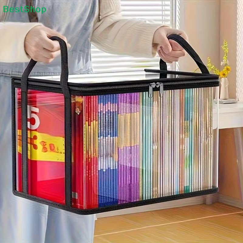 2er-Set transparente Kunststoff-Bücheraufbewahrungsboxen, faltbare Organizer für dein Heimbüro - Bild 3