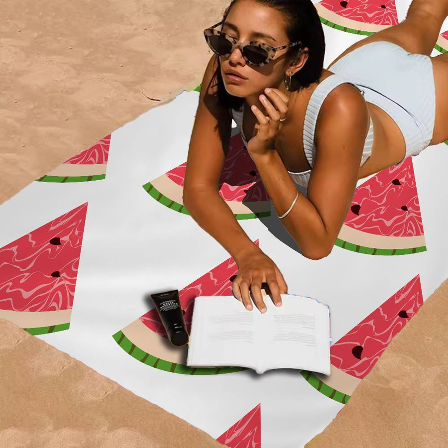 Ka Chen Muda Mikrofaser Strandtuch mit Wassermelonen-Muster, schnelltrocknendes Handtuch für Strand, Pool und Reisen, Breite: 40 cm, Höhe: 60 cm - Bild 3
