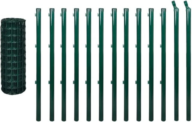 vidaXL Maschendrahtzaun Eurozaun aus Stahl, PVC-beschichtet, Grün, Breite: 25 m, Höhe: 1,0 m - Bild 1