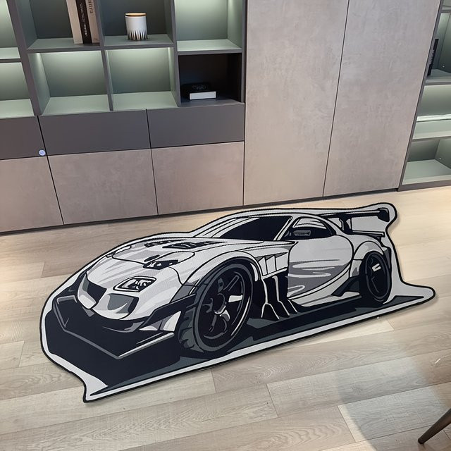 VIKAMA Kreativer Teppich im Sportwagen-Design, rutschfest und waschbar, Mehrfarbig - Bild 1