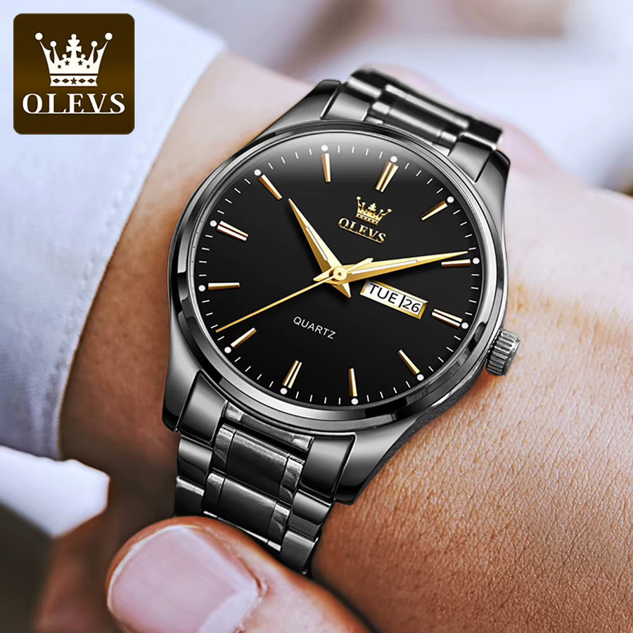 OLEVS Armbanduhr Analoguhr, Edelstahl, Schwarz, Herren - Bild 4