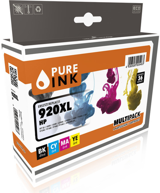 Pure Ink Druckerpatronen Set XL Kompatibel mit HP920MP4 CMYK Schwarz Cyan Magenta Gelb 4er Pack - Bild 1