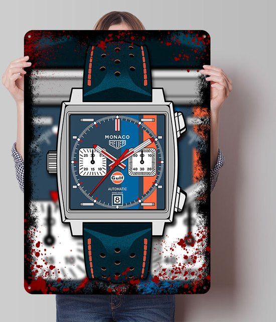 Gulf Monaco Retro Metall Poster Wandkunst Multicolor B: 30,0 cm, H: 20,0 cm - Bild 1