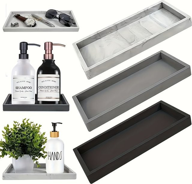 Seavidar Schminktischtablett aus Silikon als Organizer für Schmuck und Dekoration in Weiß und Grau - Bild 1