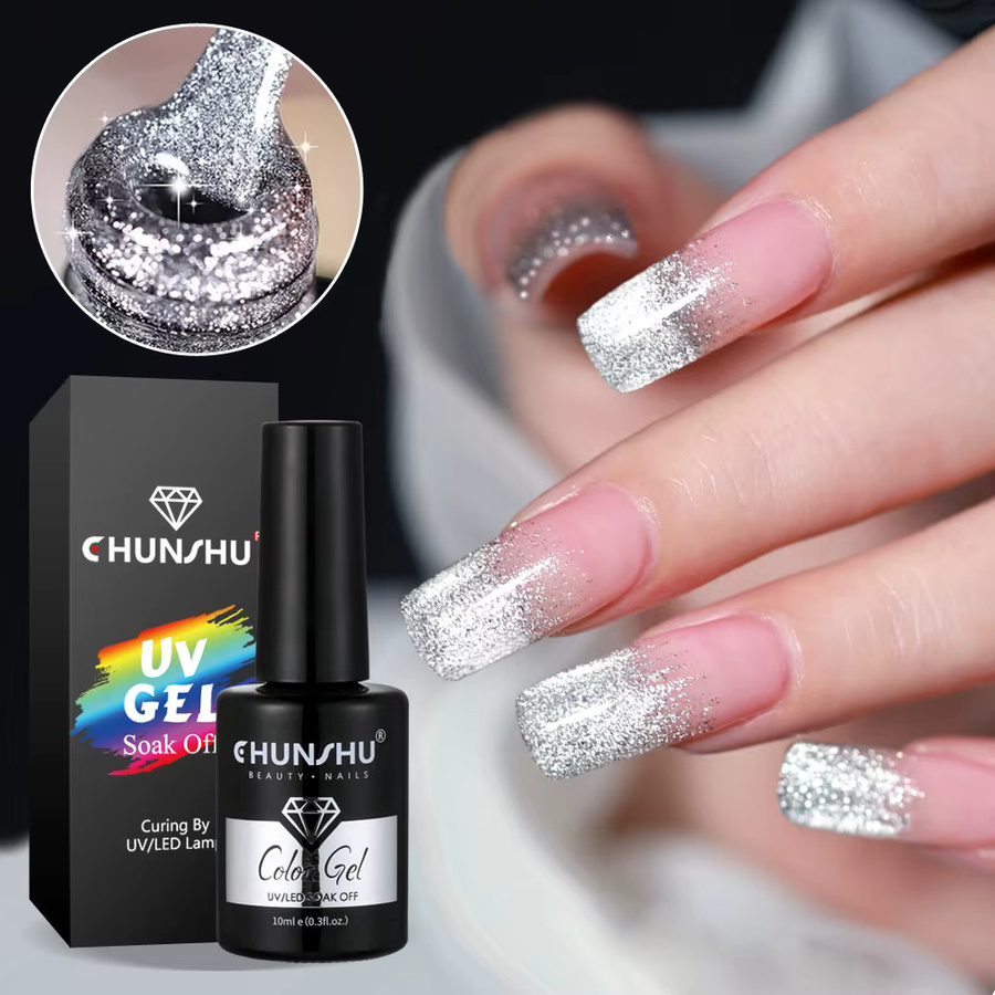 CHUNSHU Platinum Cat Magnetic Gel Nagellack, 10 ml, Silber-light Shine - Bild 4
