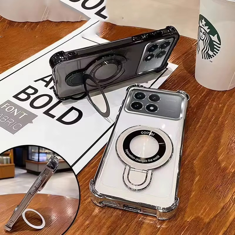 Transparente Schutzhülle für Xiaomi POCO F8, F8 Pro und F8 Ultra mit magnetischer Rückseite und integriertem Vier-Ecken-Ständer - Bild 2