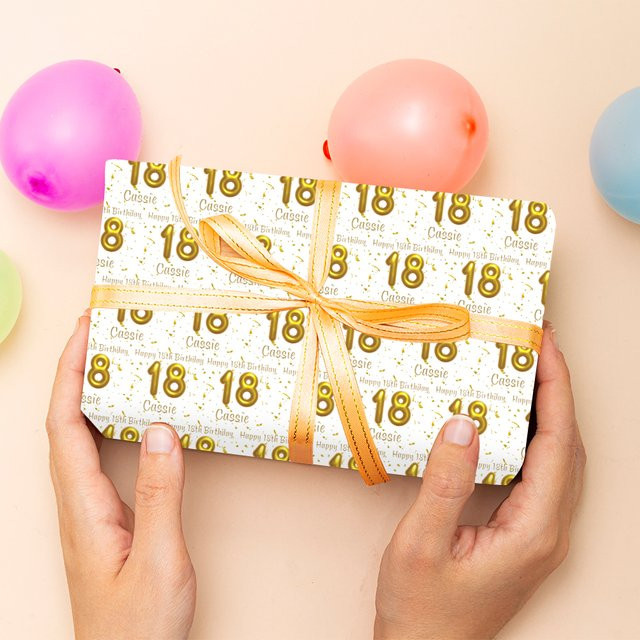 Personalisiertes Geschenkpapier von WEIGAO in Gold und Weiß für Geburtstage und Jubiläen - Bild 1