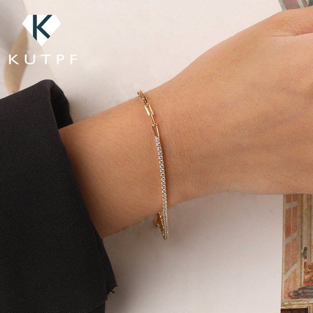 KUTPF Tennisarmband, 925 Silber, vergoldet, Moissanit, Damen - Bild 1