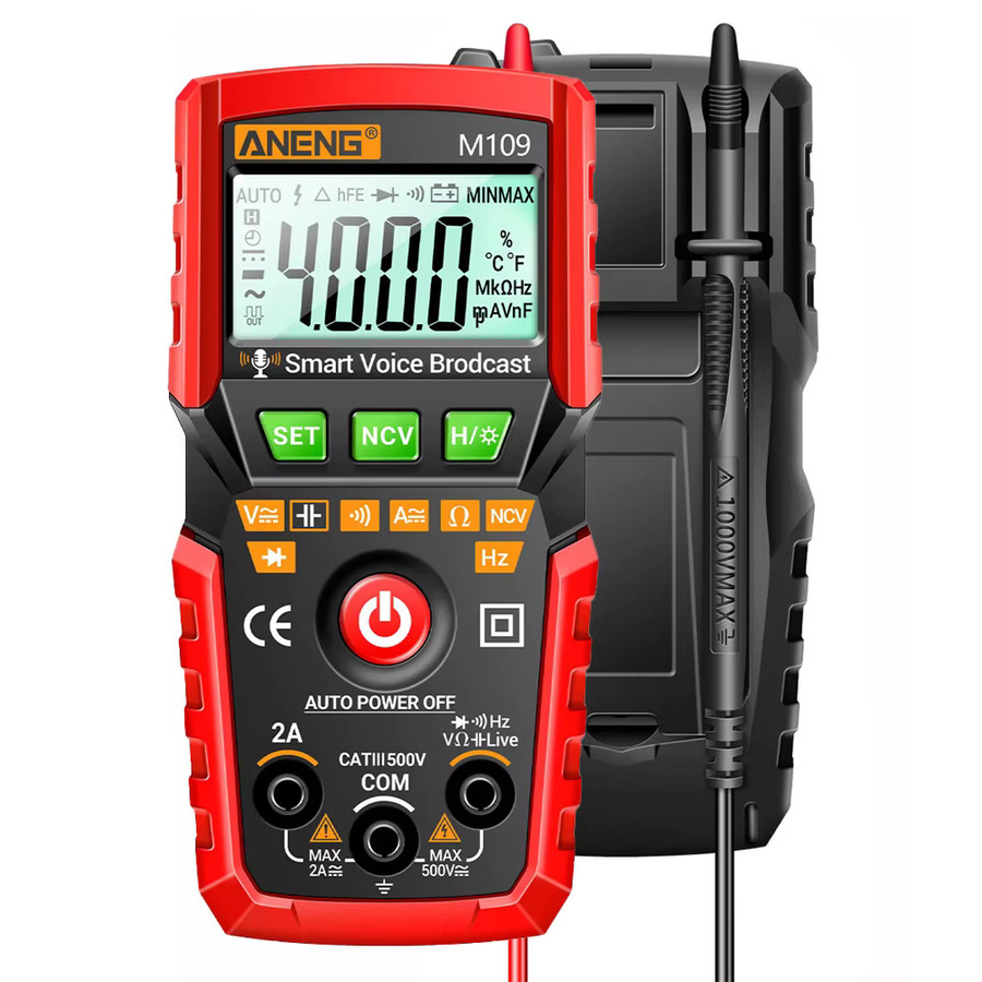 ANENG M109 Smart Multimeter Tester AC/DC Spannungsmessgerät mit Sprachausgabe, NCV, Kapazitäts- und Durchgangsprüfung, Schwarz - Bild 7