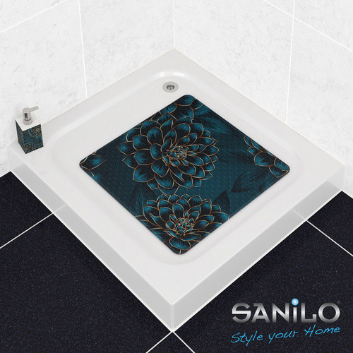 Sanilo Badematte Dahlien in Blau mit floralem Design, B/B: 53 x 53 cm - Bild 2