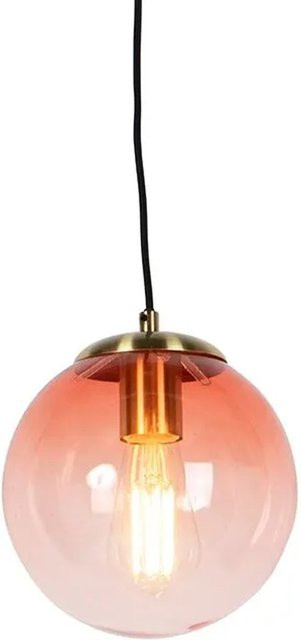 QAZQA Art Deco Hängelampe Messing mit rosa Kugelleuchte aus Glas - Bild 1