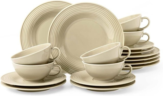 Seltmann Weiden Teeservice Beat Color Glaze aus Porzellan, 18er Set, Beige - Bild 1