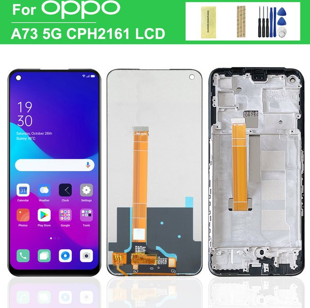 Oppo A73 5G LCD-Bildschirm mit Touchscreen-Digitalisierer und Display Frame Ersatz in Schwarz - Bild 1