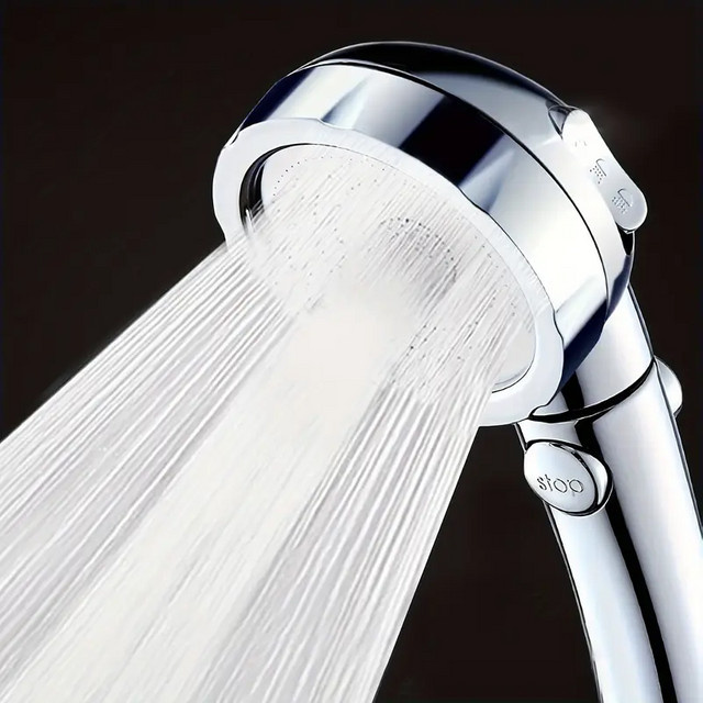 Diamond Silver 3-Modus-Booster-Duschkopf mit Ein-Knopf-Wasserstopp für dein Badezimmer - Bild 1
