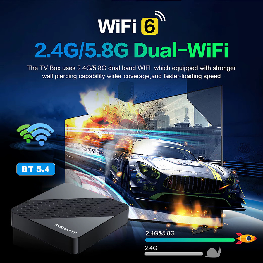 Smart TV Box X10 Media Streamer mit Android 16, Rockchip RK3518, Google Assistant und 8K Video Unterstützung, Farbe: Schwarz - Bild 4
