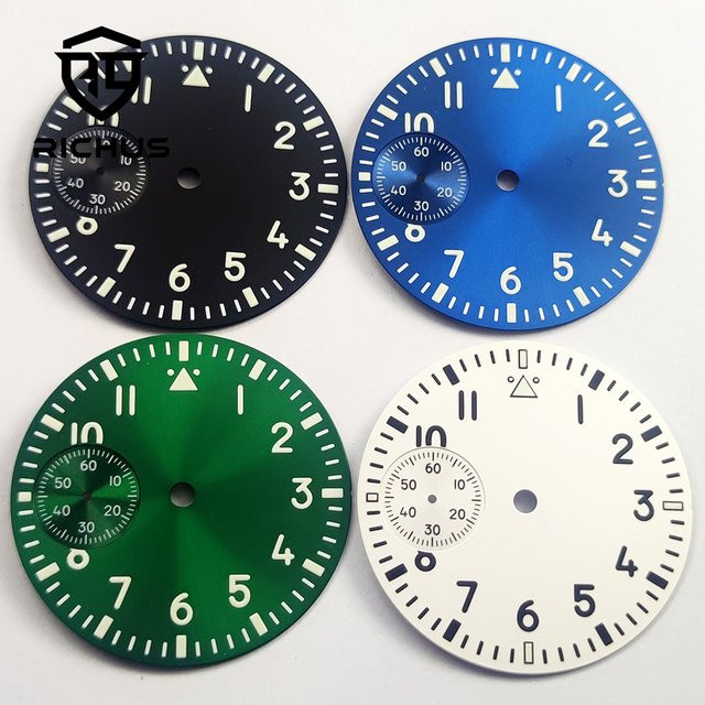 RICHUS Zifferblatt, grün, leuchtend, 37 mm, Unisex, Uhrenzubehör - Bild 1