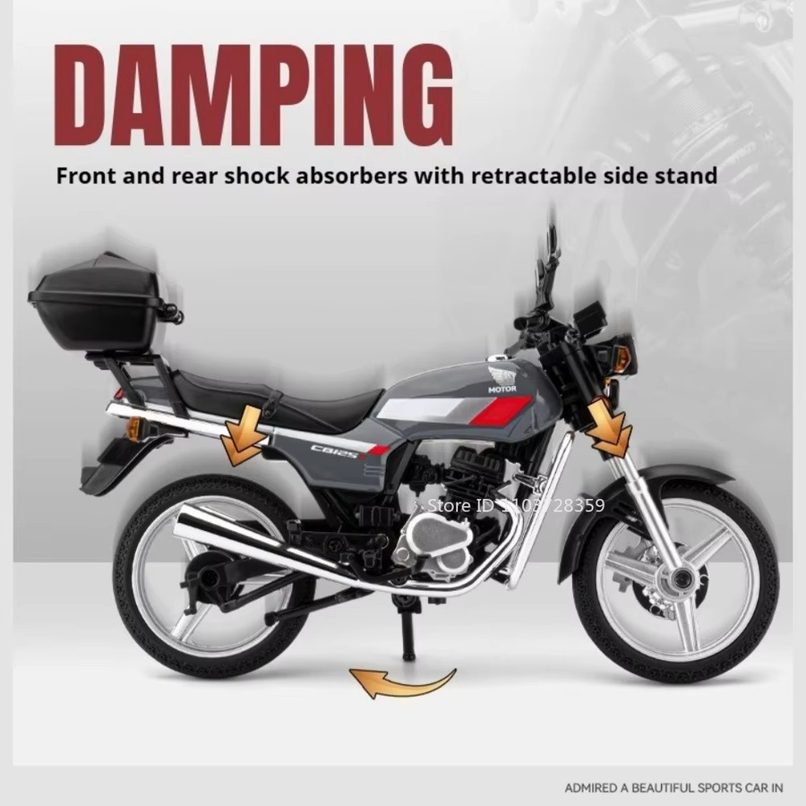 MAKEDA CB125T CB650 Motorrad-Spielzeugmodelle, 1:12, Metall, mit Licht und Sound - Bild 2