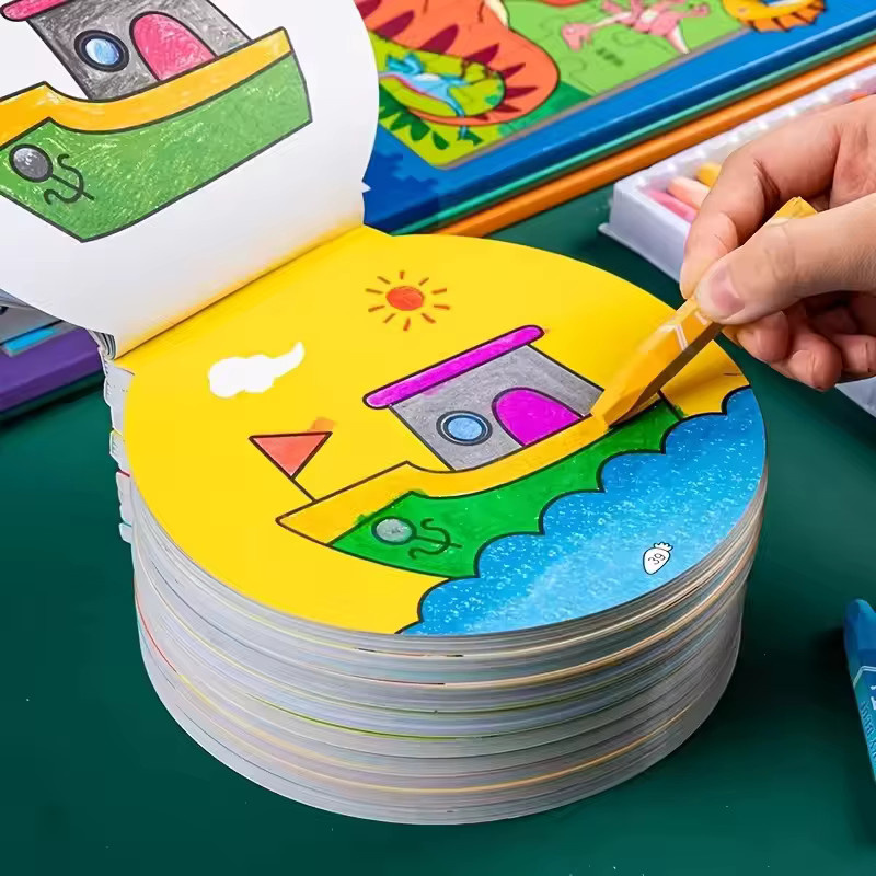 Zeichenbuch mit farbigen Cartoon-Tieren und kreisförmigem Graffiti Design, 120 Seiten, Mehrfarbig - Bild 1