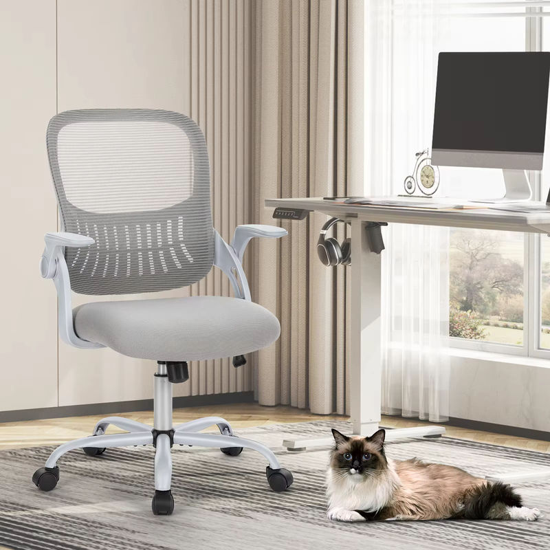 Jhk Ergonomischer Bürostuhl mit Mesh-Rückenlehne, Höhenverstellbarer Drehstuhl mit Rollen und festen Armlehnen für Home Office und Gaming - Bild 2