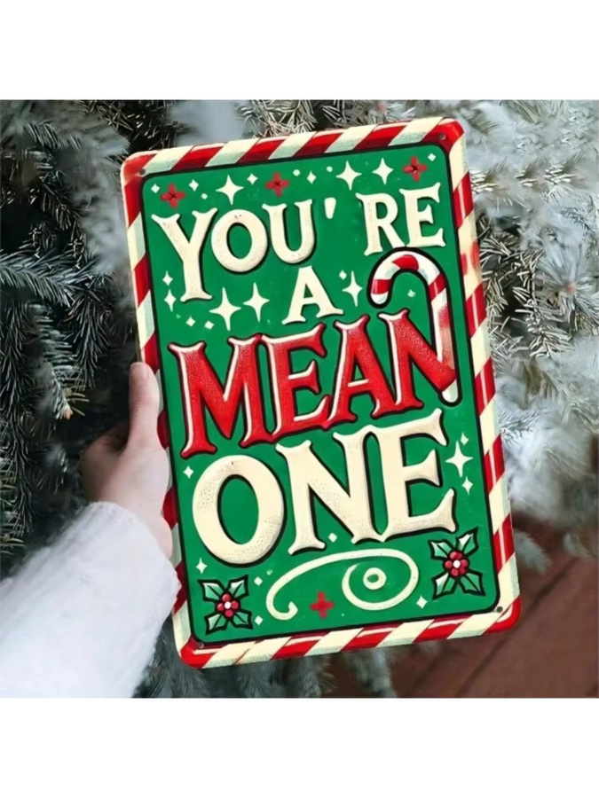 CIFBUY Retro Metallschild You're A Mean One Grinch Weihnachts-Wandkunst, B: 20,0 cm, H: 30,0 cm - Bild 4