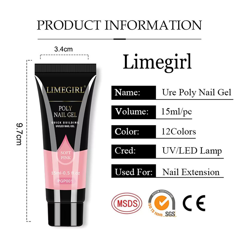 Limegirl Poly Nail UV Gel Set, Soft Pink, Unisex - Bild 2