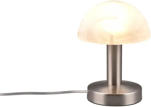 Trio Design-Tischleuchte Fynn II 1-flammig in Nickel Matt mit Glas und LED-Touch-Funktion, Höhe: 21 cm, Breite: 15 cm, Tiefe: 15 cm - Bild 1