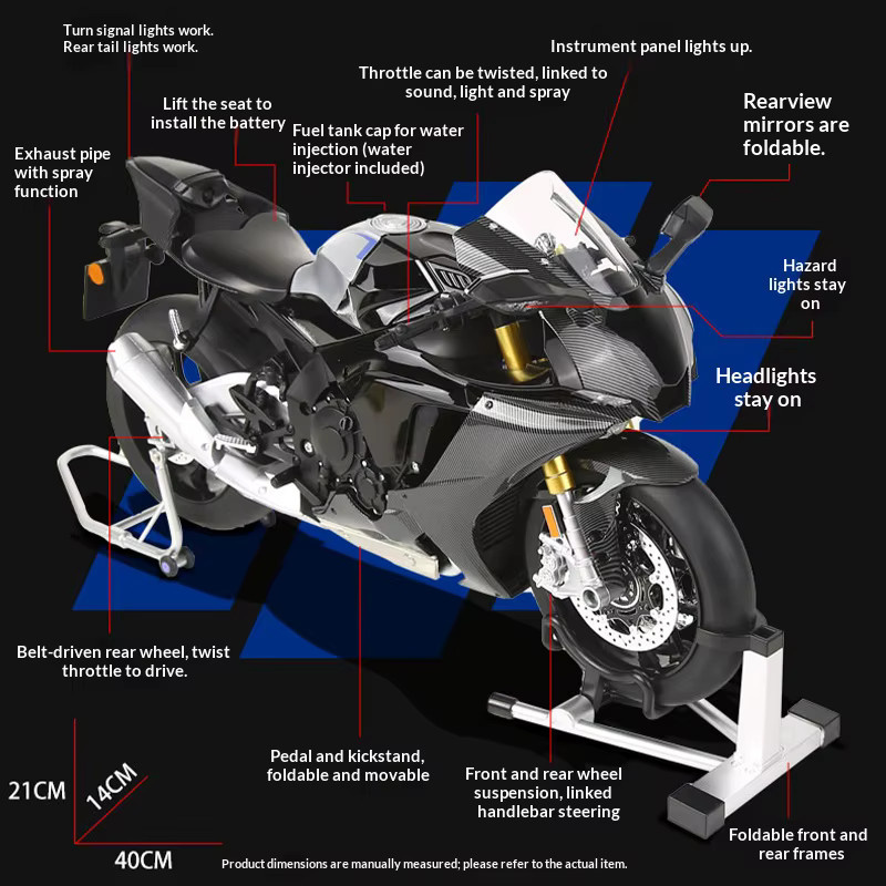 Maisto Yamaha R1M, Motorradmodell, 1:6, Metall, Schwarz - Bild 2