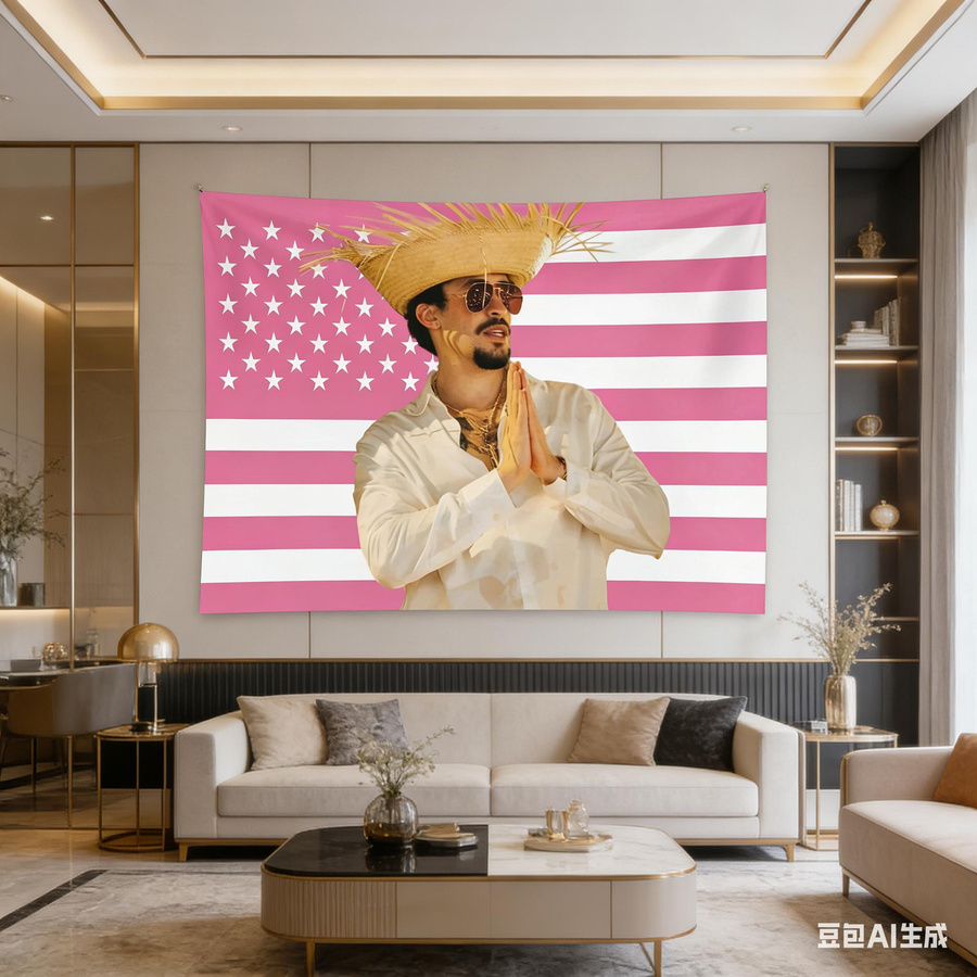 Bad Bunny Kubanische Flagge Wandteppich von JMG Household Supplies in Rosa, Polyester Wandbehang mit 2D-Druck, Breite: 40 cm, Höhe: 60 cm - Bild 3
