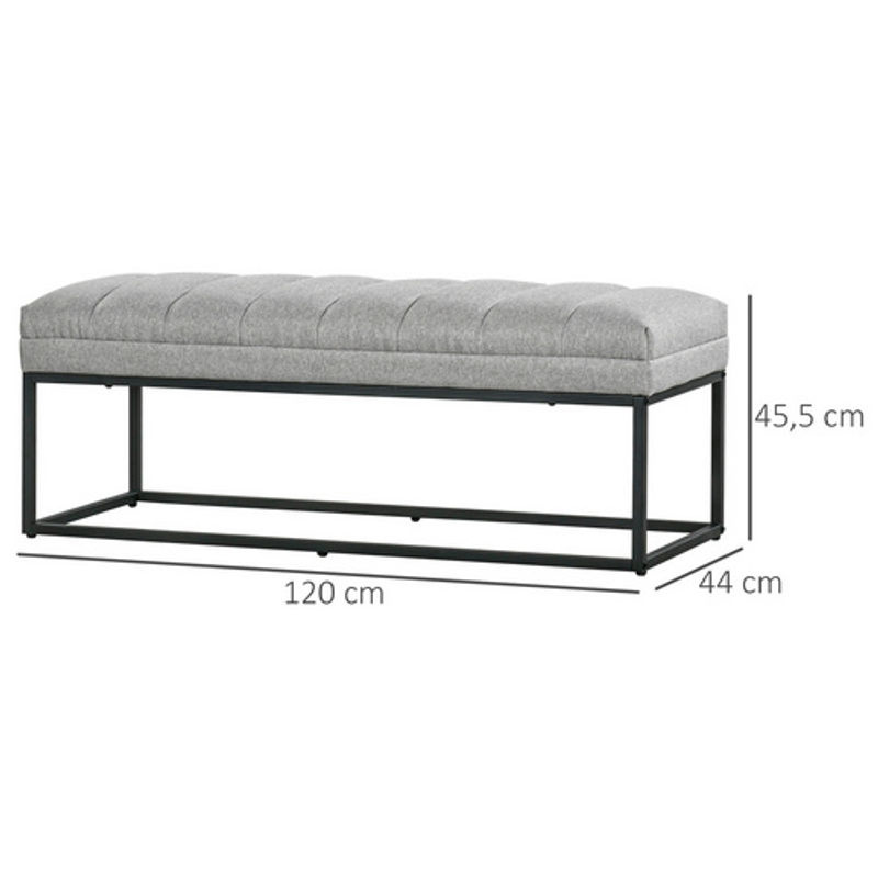 HOMCOM Sitzbank in Leinenoptik mit Stahlgestell, Hellgrau, B/T/H: 120 x 44 x 45,5 cm - Bild 4