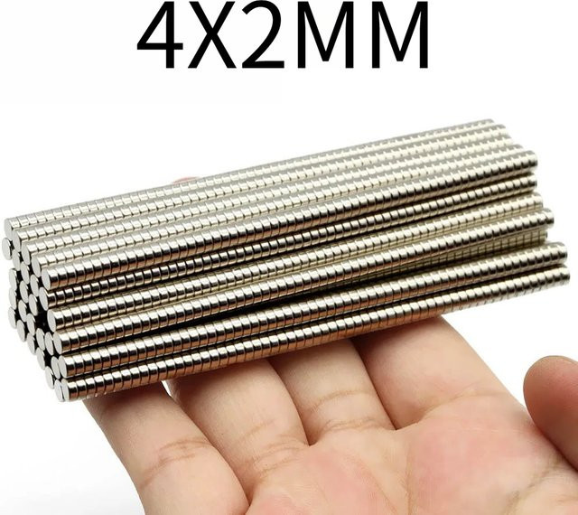 N35 Kreismagnete in Silber, runde Magnete aus Metall, Durchmesser: 4 mm, Höhe: 2 mm - Bild 1