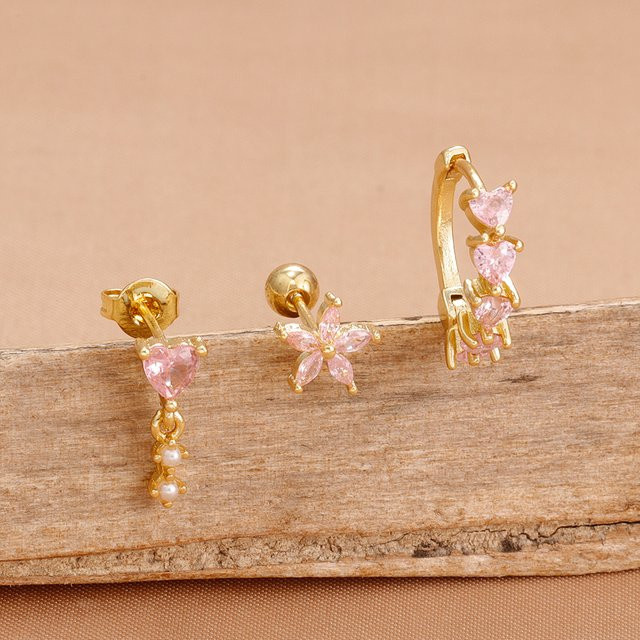Yuedane Creolen, Messing, Gold, Kristall, Damen - Bild 1