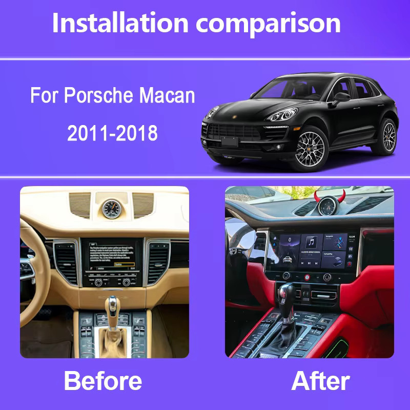 Roadonline Android 15 Auto-Multimedia-Player für Porsche Macan 2011-2018, 12,3 Zoll, 8-Kern, 8GB RAM, 256GB Speicher, mit GPS, 4G, CarPlay und WLAN, Schwarz - Bild 2