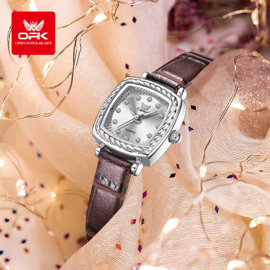 OLEVS Armbanduhr Quarz, Leder, Diamantbesetzt, Bronze, Damen - Bild 2