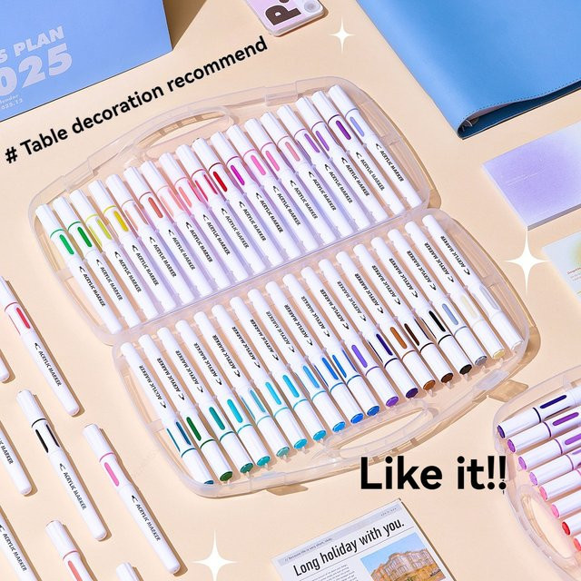 Wasserlösliches Acrylmarker-Set mit 12 bis 36 Farben, wasserfeste und nicht ausblutende bunte Stifte für Kinder - Bild 1