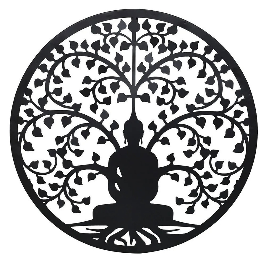 Lex XXL Buddha Lebensbaum Wanddeko aus Metall in Schwarz, Durchmesser: 60 cm - Bild 2