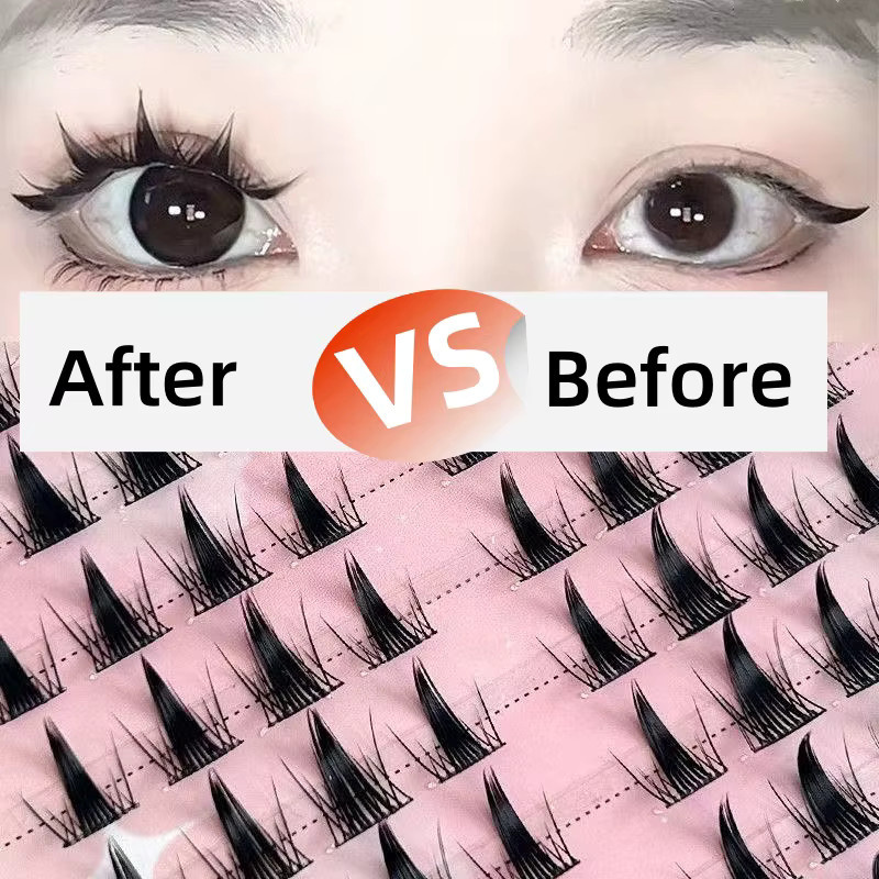 MIAOJIE Cartoon-Engel Künstliche Wimpern, 100 Cluster, schwarz, 10-13mm - Bild 5