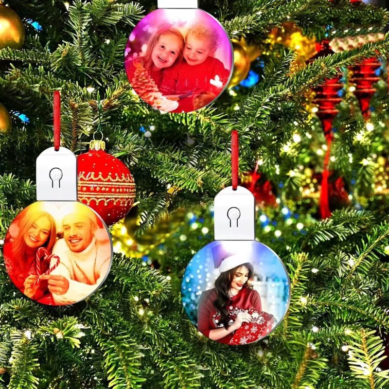 Runde Acryl-Weihnachtsornamente von JAVRICK in Transparent zum Selbermachen mit LED-Licht und Sublimationsfunktion - Bild 2