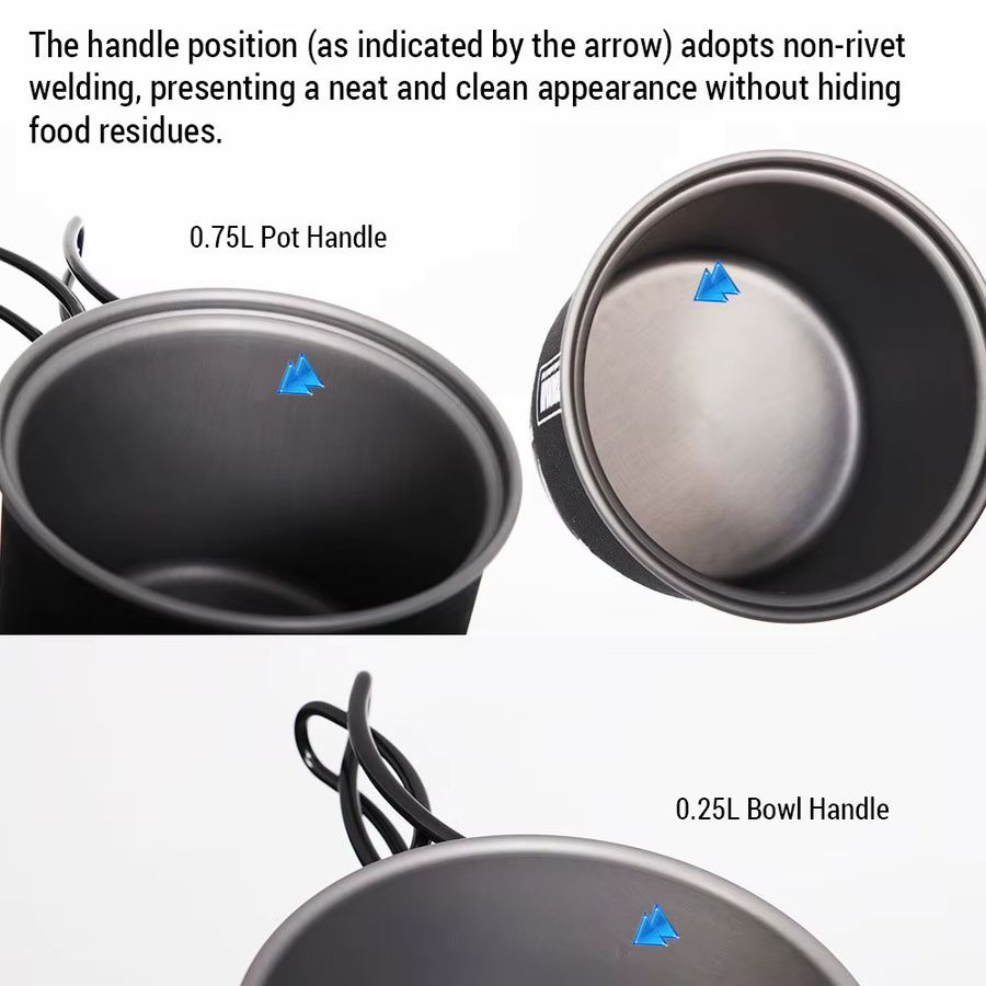 LIXADA Camping-Kochgeschirr Set aus Edelstahl mit Saucepan in Schwarz - Bild 4