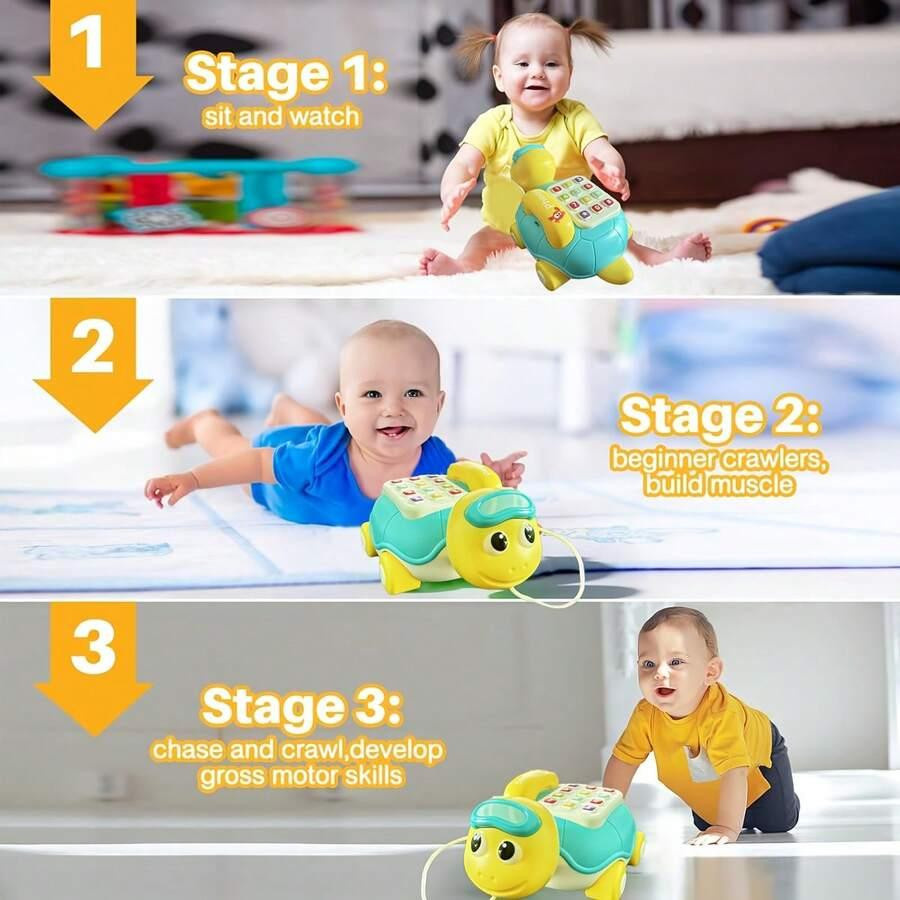 Linyi toy Schildkröte Krabbelspielzeug Musik orange 3-6 Jahre - Bild 2