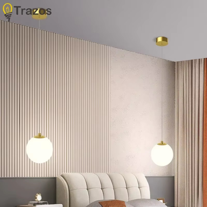 SUNMEIYI Moderne LED Pendelleuchte in Gold/Messing mit weißem Glasschirm für Wohnzimmer und Schlafzimmer - Bild 3