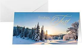 Sigel Weihnachtskarten Winter Wonderland in Blau-Gold-Weiß mit Umschlägen, 25 Stück, DIN lang, aus FSC-Papier - Bild 1