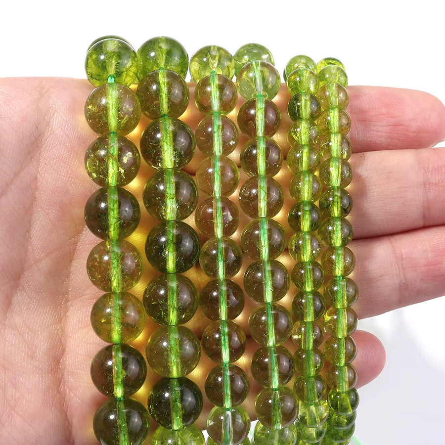 louleur Kristallperlen, olivgrün, rund, Glas, 6 8 10 mm, Unisex - Bild 2