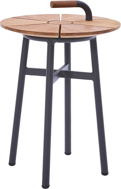 Diamond Garden Beistelltisch Nora rund aus Aluminium und Recycled Teak in Dunkelgrau/Braun, Durchmesser: 42 cm, Höhe: 52 cm - Bild 1
