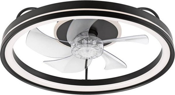 Lamkur LED-Deckenventilator Falco modern schwarz Höhe: 17 cm, Durchmesser: 50 cm