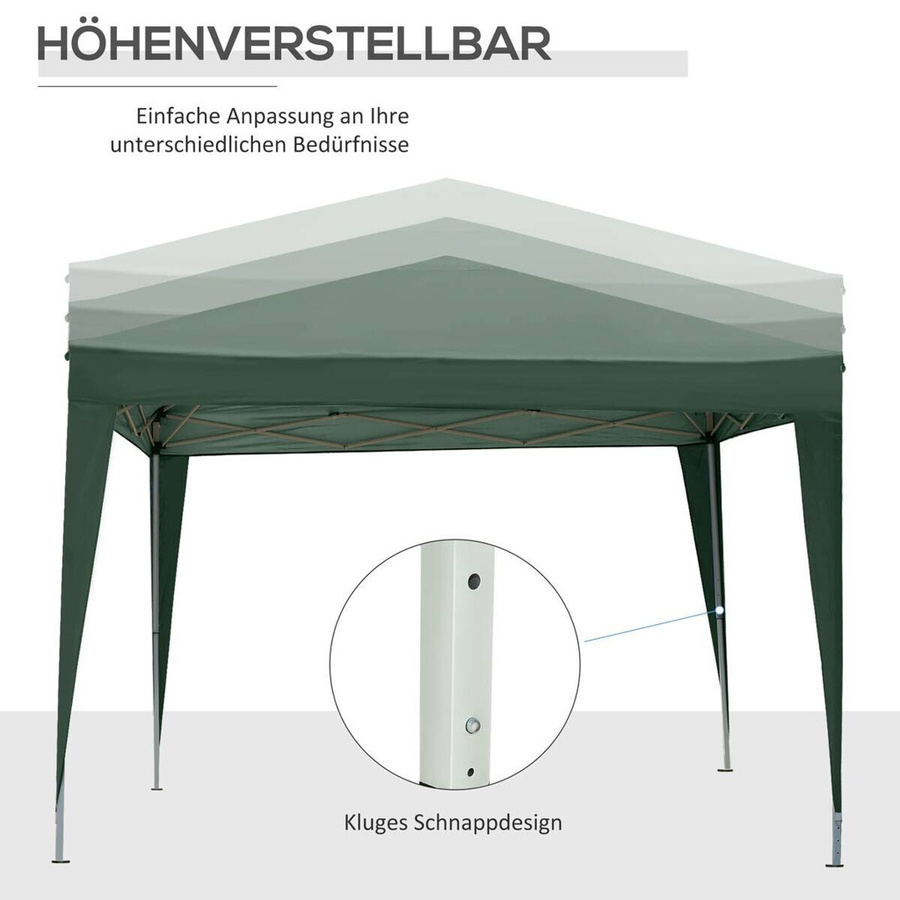 Outsunny Faltpavillon Grün mit 4 Seitenwänden und Fenstern, tragbares Festzelt mit UV-Schutz aus Stahl und Oxford-Stoff für Garten und Veranstaltungen, B/H/L: 2,95 x 2,58 x 2,95 m - Bild 4