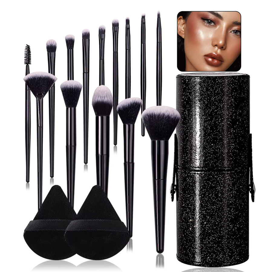 KOSSHOW Make-up-Pinsel Set, 14 Gesichts-Pinsel, 2 Puderquasten, Aufbewahrungseimer, Unisex - Bild 5