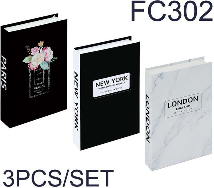 Super Six Deko-Set aus 3 Fake Books für moderne Wohnaccessoires, mehrfarbig mit floralen Motiven und Lederoptik - Bild 1