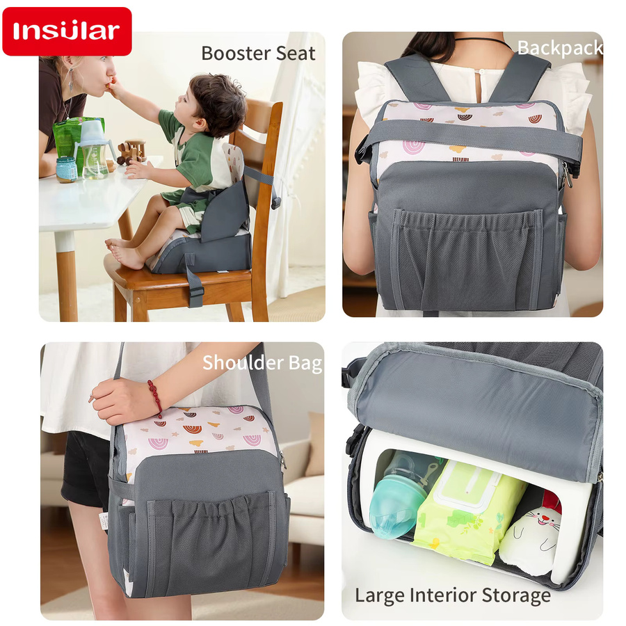 Multifunktionaler faltbarer und rutschfester Kindersitz mit hohem Kissen als tragbarer Baby-Esszimmerstuhl und Reisezubehör - Bild 3