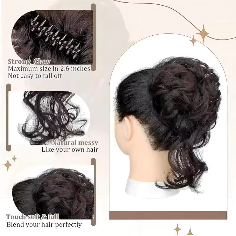 Synthetisches Pferdeschwanz-Haarteil, lockig, mit Krallenclip und Halteclip - Bild 1